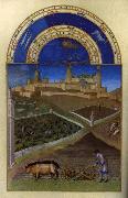 LIMBOURG brothers Les trs riches heures du Duc de Berry: Mars (March) wf oil on canvas